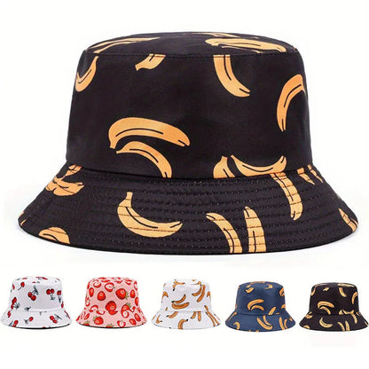 Classic Panama Hat Women Banana Printed Summer Hat Bucket Hat