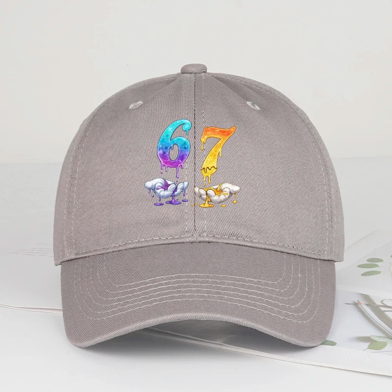 Colorful Dripping Number 67 Print Baseball Cap