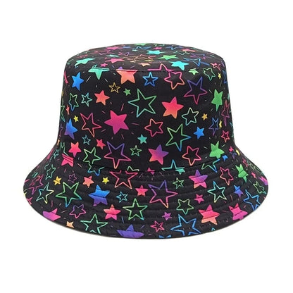Reversible Sport Outdoor Sunscreen Caps Animal Letter Print Panama Bucket Hat