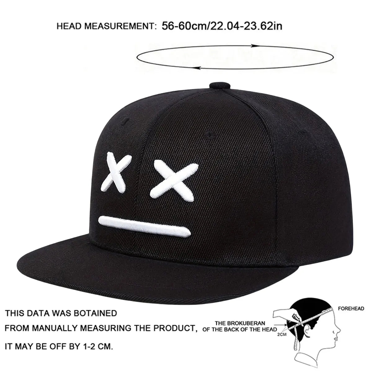 Unisex XX Smiling Face Embroidery Hip-hop Hats Spring Autumn Adjustable Casual Snapback Caps