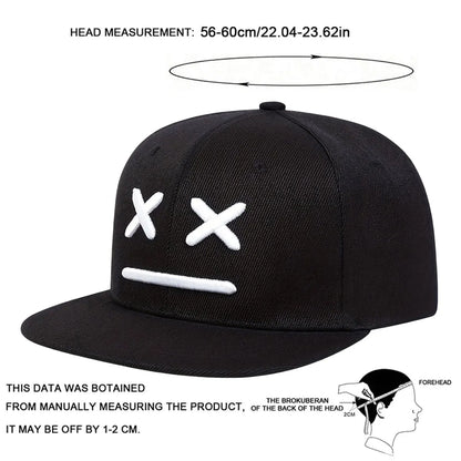 Unisex XX Smiling Face Embroidery Hip-hop Hats Spring Autumn Adjustable Casual Snapback Caps