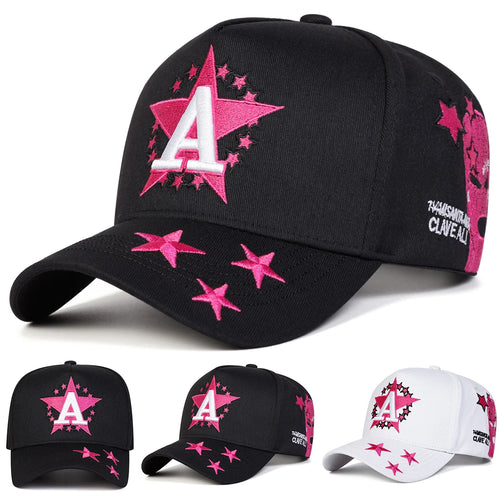 Unisex A Letter Pentagram Embroidery Baseball Caps Spring Autumn