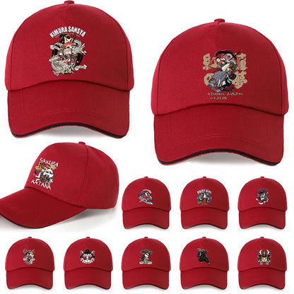 Summer Baseball Cap Solid Cotton Sun Hat Samurai Print