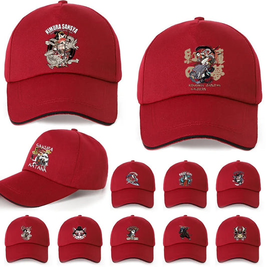 Summer Baseball Cap Solid Cotton Sun Hat Samurai Print
