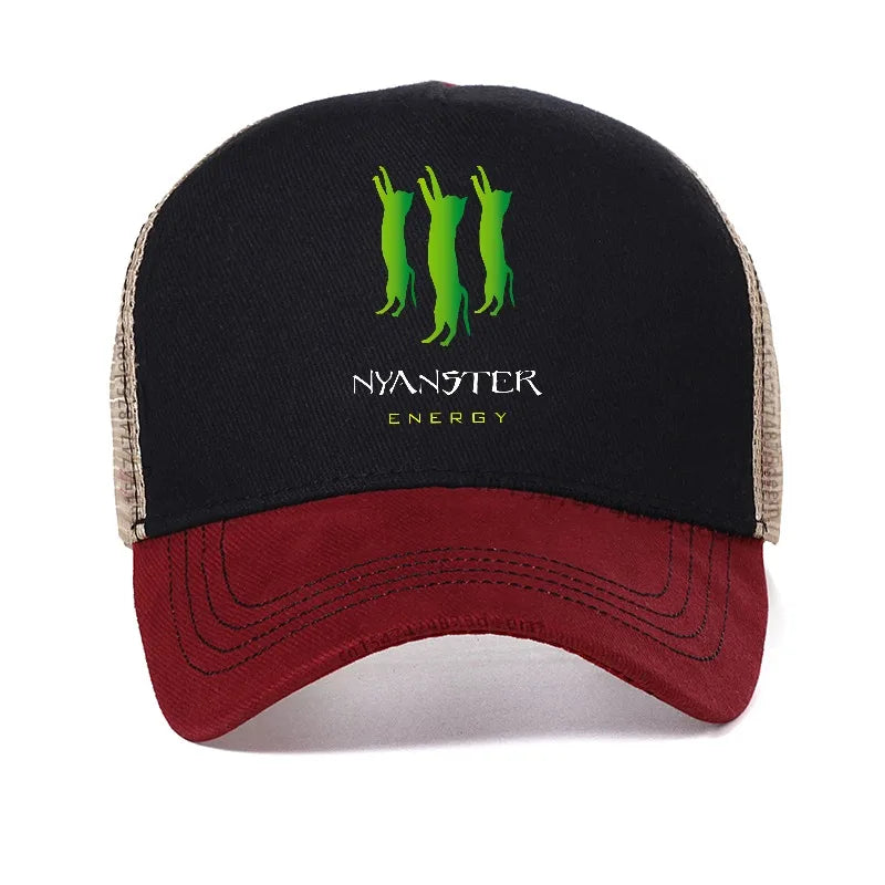 NYANSTER ENERGY Three Green Cats Baseball Cap