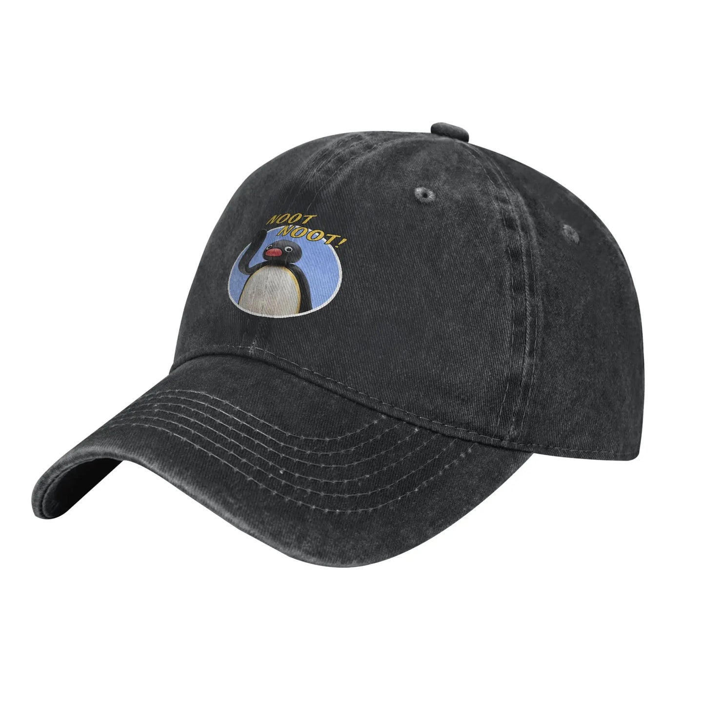 Pingu Her Friend the Seal Baseball Cap Distressed Cotton Penguin Meme Funny Cartoon Snapback Hat