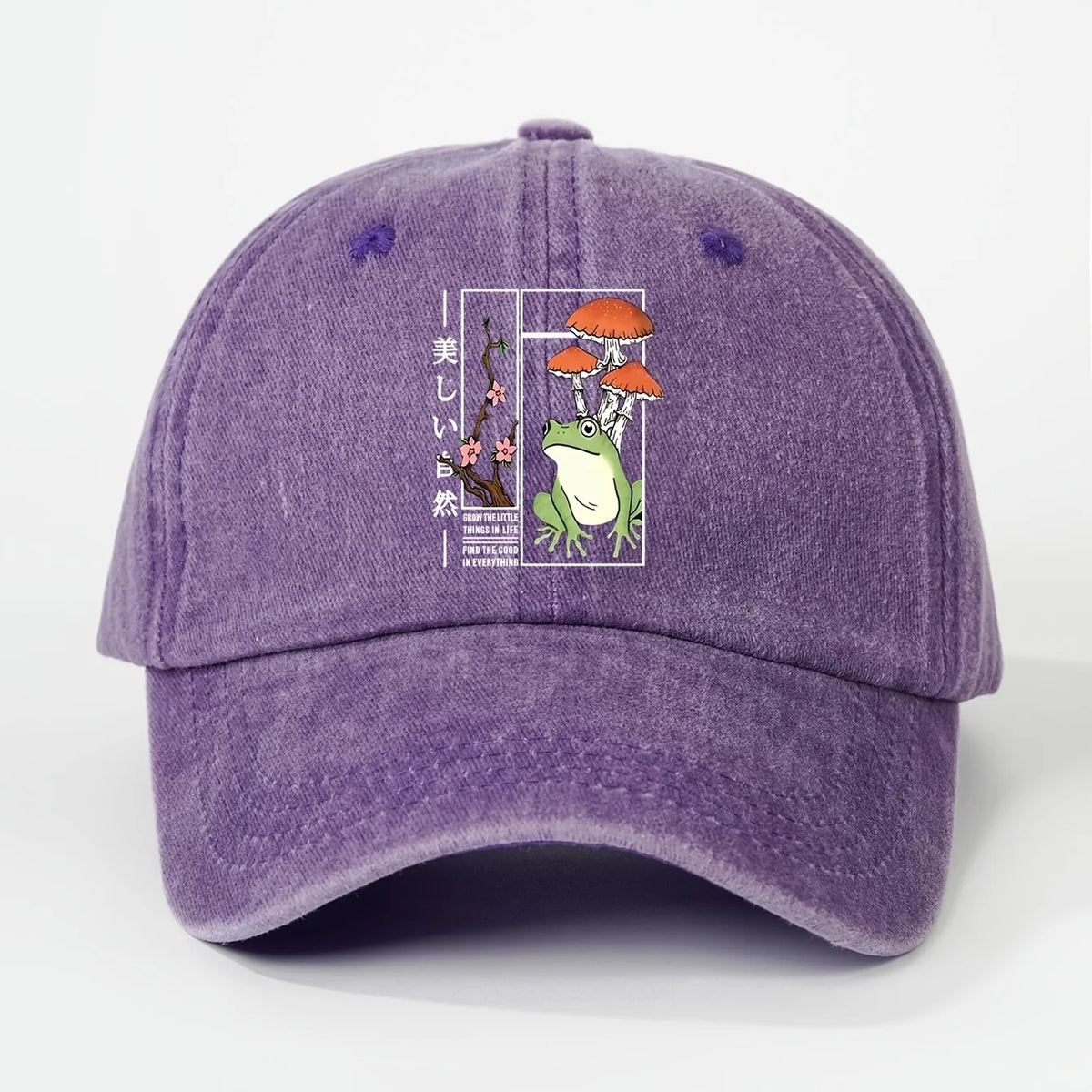 Printed Frog Mushroom Washable Baseball Cap