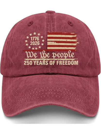 Retro Washed Printted U.S. 250th Anniversary 250 Years Freedoms 1776-2026 Baseball Hats