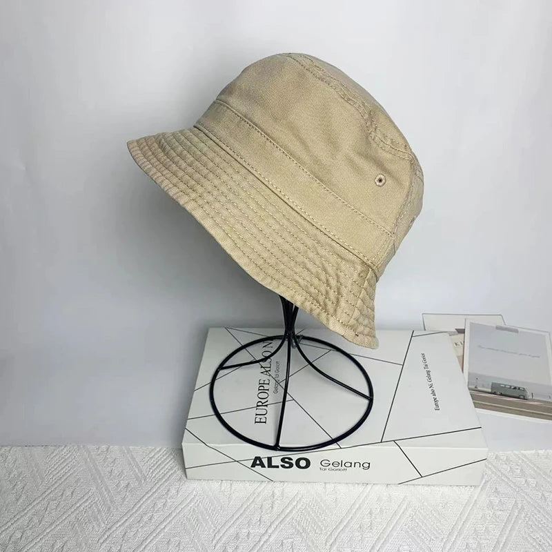 Japanese Style Cotton Simple Bucket Hat For Men Women