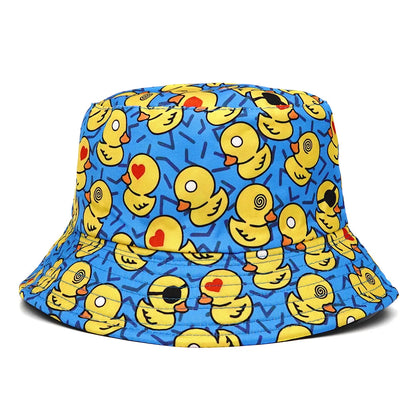 Summer Sun Hat Reversible Yellow Duck Bucket Hat