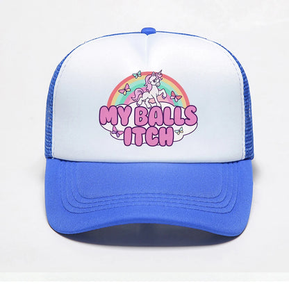 My Balls Itch Ironic Unicorn Rainbow Offensive Baseball Cap
