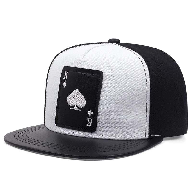 King Leather Playing Card Embroidered Baseball Caps Hip Hop Caps For Men Women Snapback Caps