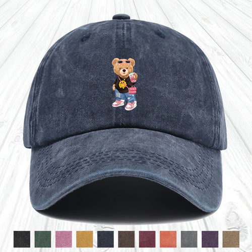 Cartoon Bear Print Cotton Baseball Hat