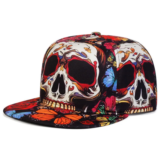 Flat Brimmed Hat Printed Skeleton Street Skateboarding Hip Hop Hat Snapback Hat