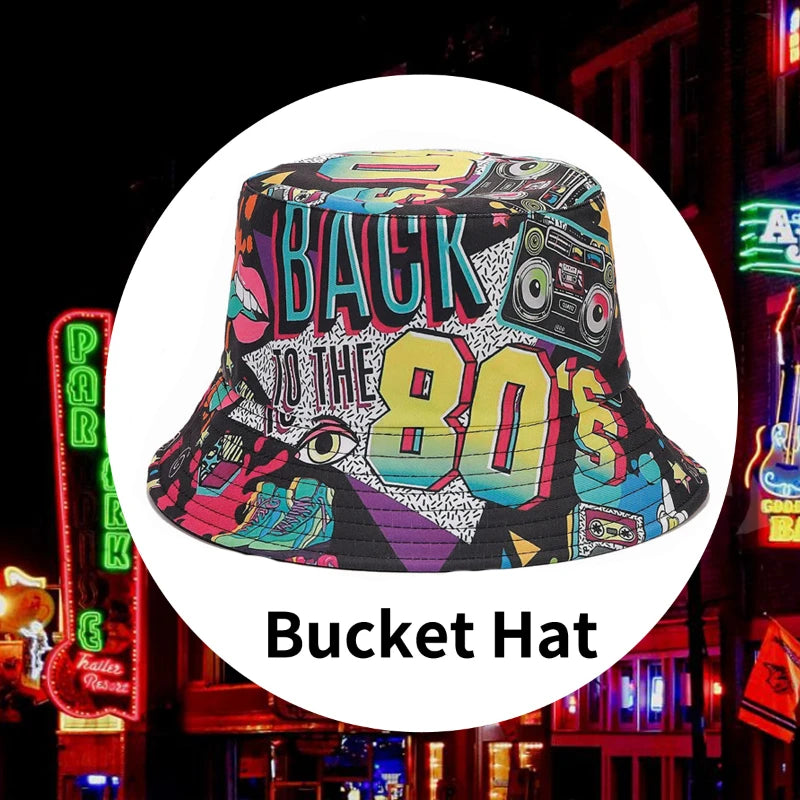 Summer Vintage 80 90 Party Graffiti Bucket Hat Men Women