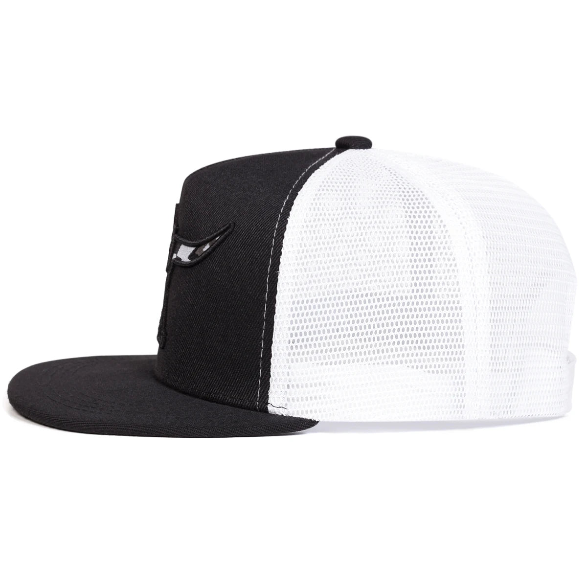 Unisex Ox Horn Embroidery Hip-hop Net Hats Snapback Cap