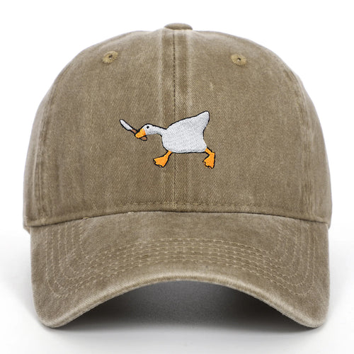 Embroidered Baseball Cap With Goose Pattern For Men And Women
