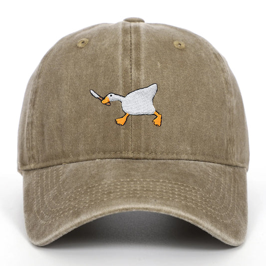 Embroidered Baseball Cap With Goose Pattern For Men And Women