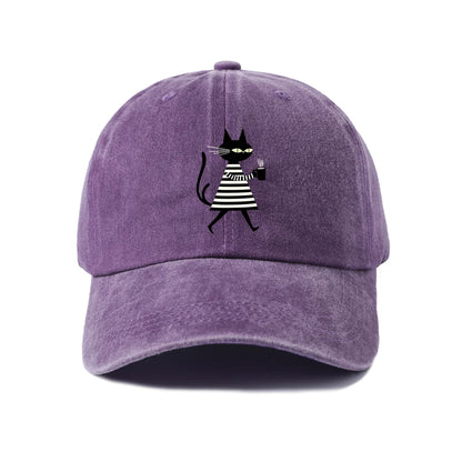 Minimal Black Cat Baseball Cap