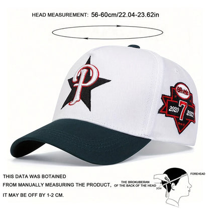 Unisex P letter Embroidery Baseball Caps Sunscreen Hat Sports Cap