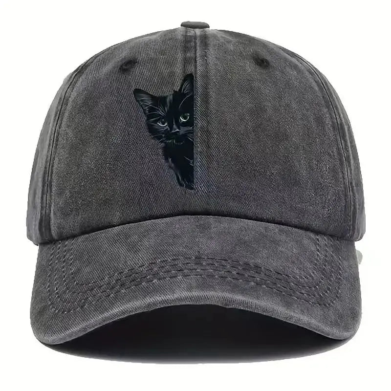 Animal Kitten Print Golf Cap - Men and Women Universal Vintage Washed Baseball Cap