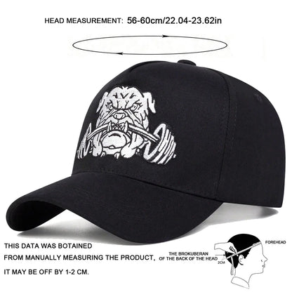 Unisex Bulldog Dumbbells Embroidery Baseball Caps Spring Autumn
