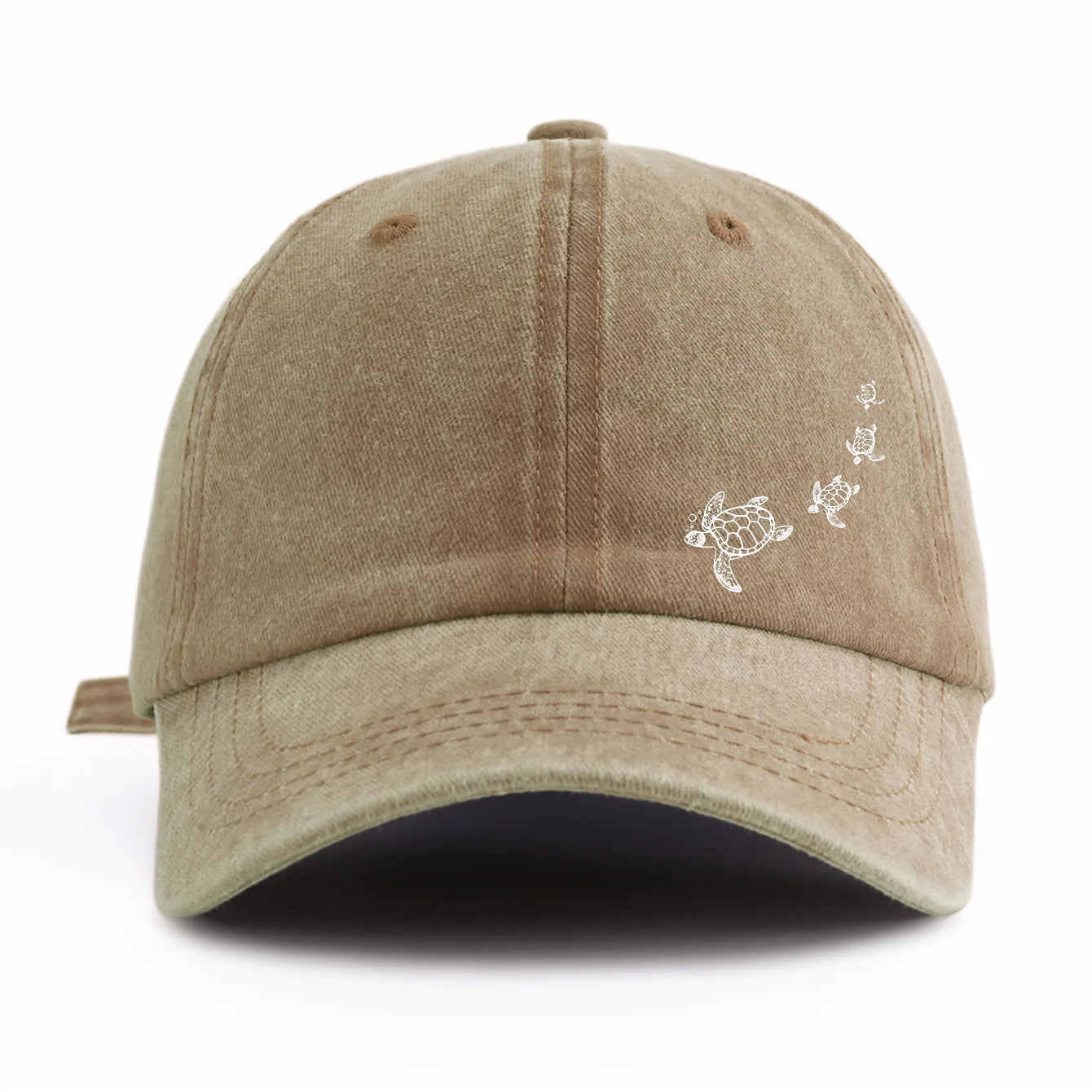 Turtle Print Washed Baseball Cap For Adults
