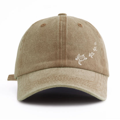 Turtle Print Washed Baseball Cap For Adults