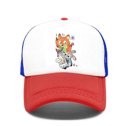 Cartoon Anime Print Baseball Cap Zootopia Judy Nick Sun Mesh Hat