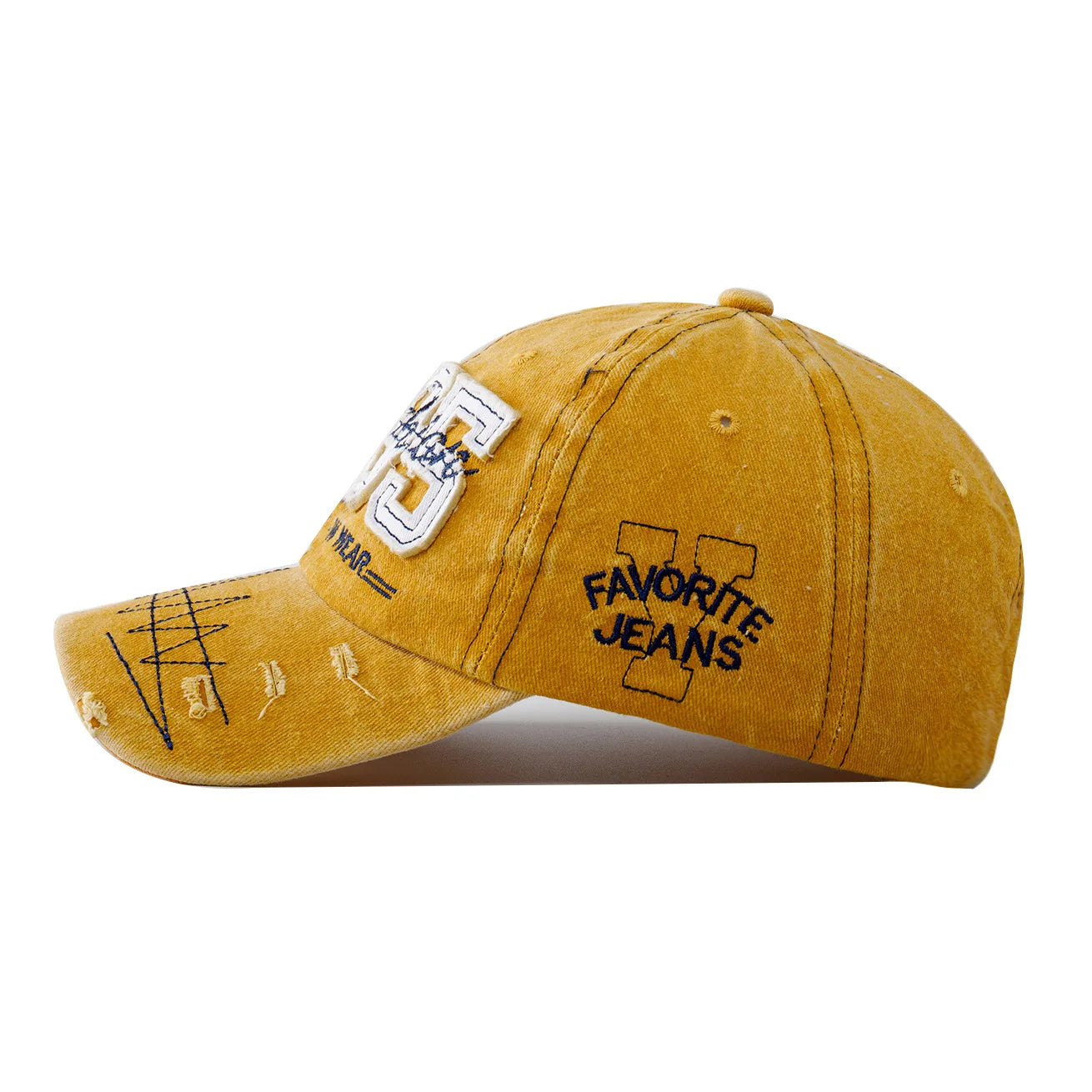1985 Embroidery Ripped Baseball Cap Washed Distressed Patch