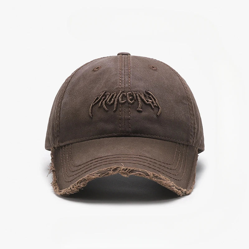 Letter Three-dimensional Embroidery Soft Top Rough Edge Men's BaseballCap