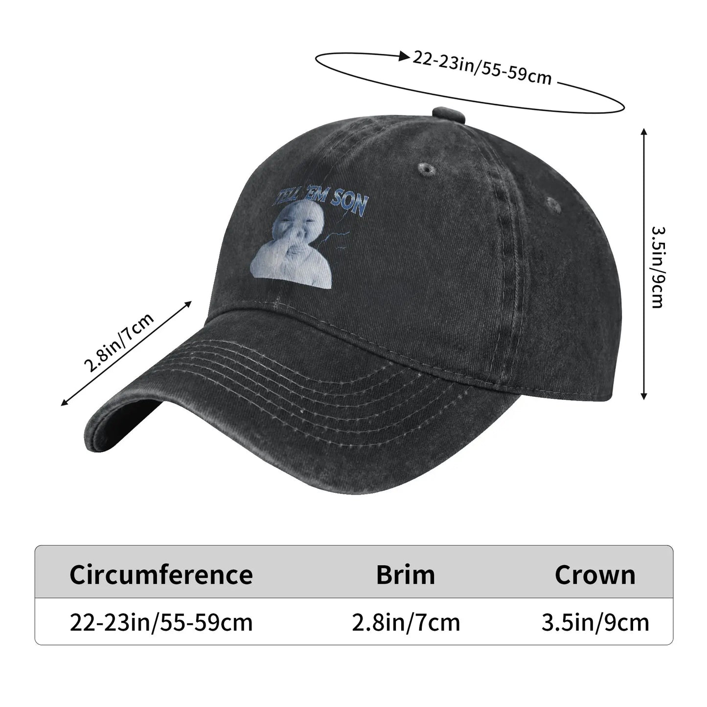 Summer Tell Em Son AI Niche Motion Baby Holding Laugh Genz Tuff Meme Baseball Cap