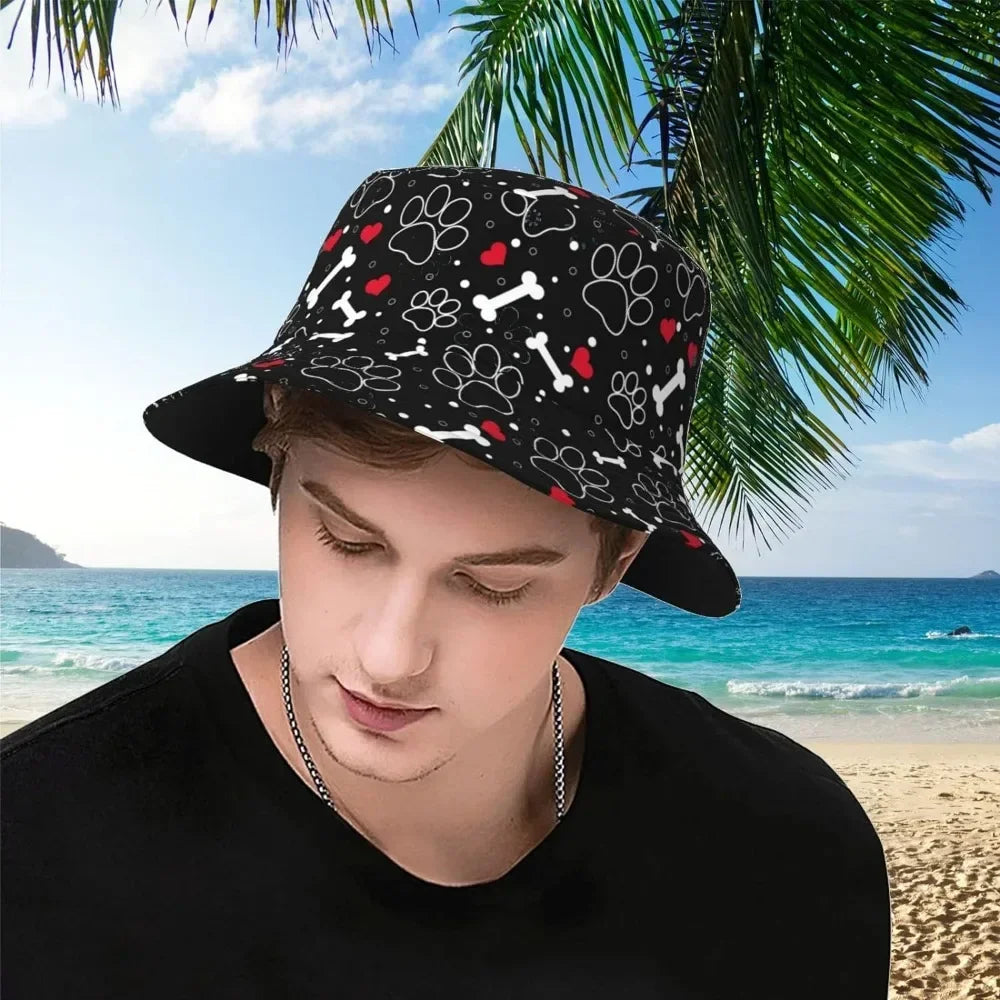 Dog Paw Fisherman Cap Hip Hop Gorras Summer Unisex Printing Bucket Hat