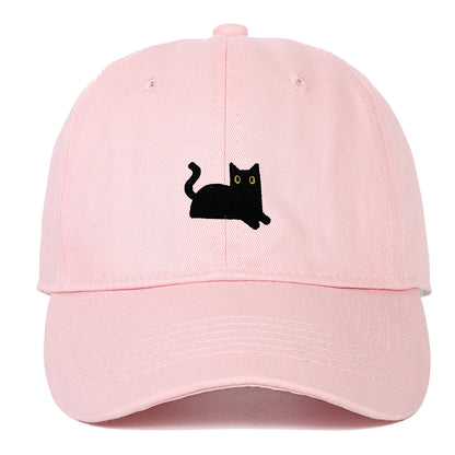 New Cute Cat Embroidery Soft Top Baseball Cap