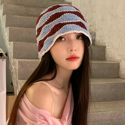 Fashion Colorful Gradient Stripe Woolen Hat Women's