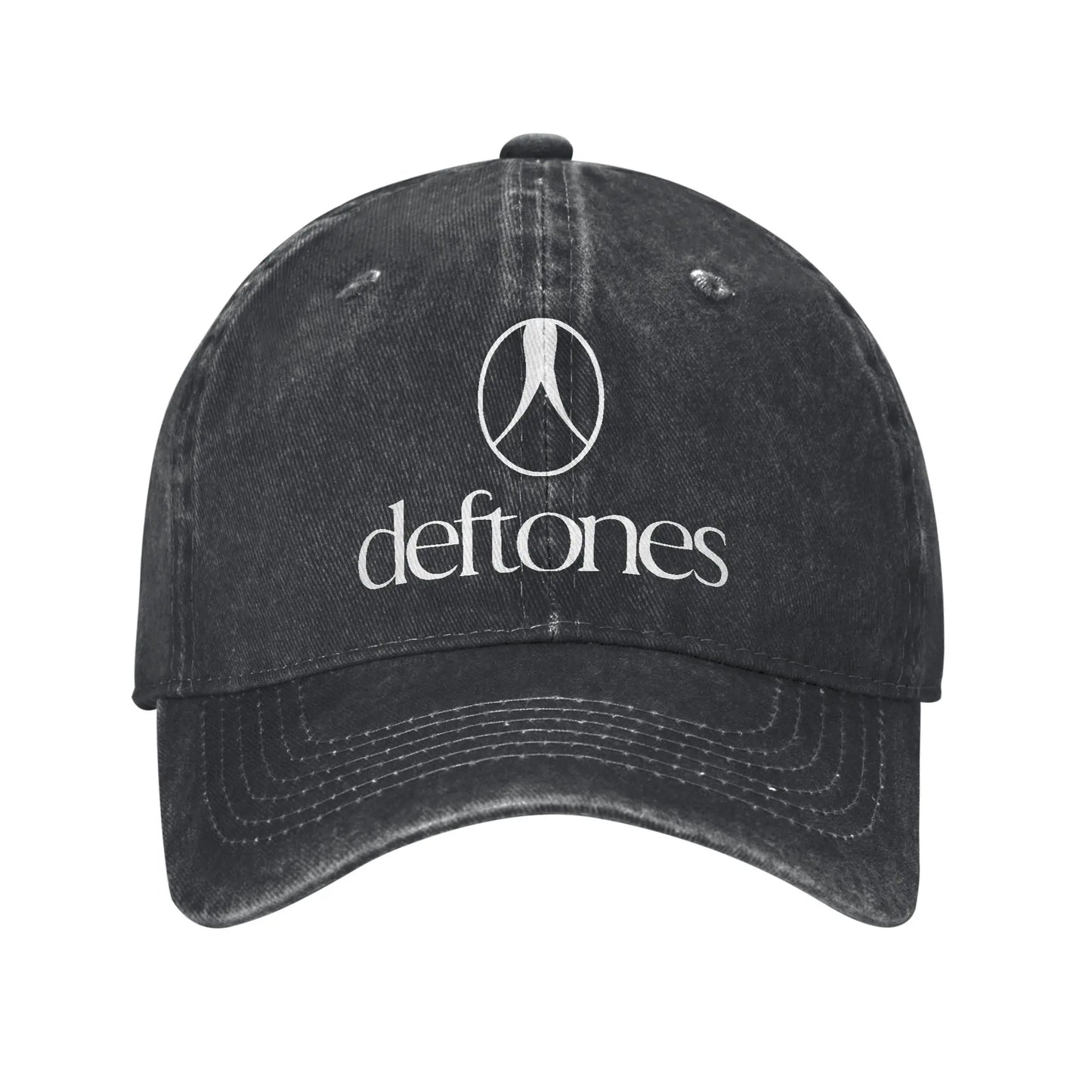 Retro Deftones Baseball Caps Unisex Style Distressed Cotton Snapback Cap White Pony