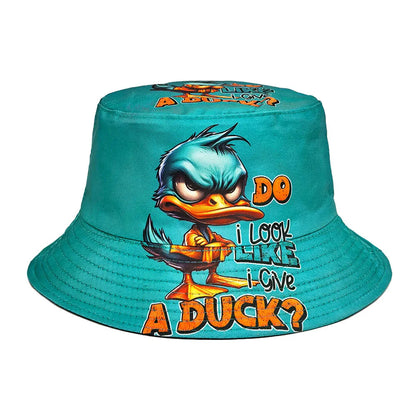 Double-sided Yellow Duck Print Pattern Panama Summer Sunscreen Fisherman Cap Bucket Hat