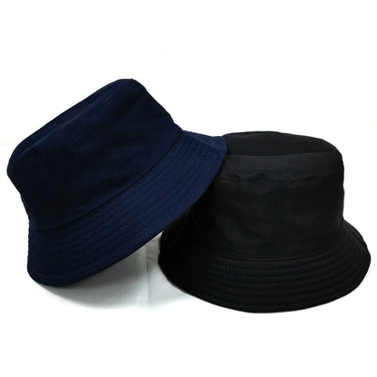 Black Solid Dots Bucket Hat Two Side Wear Unisex Simple Bob Caps Men Women