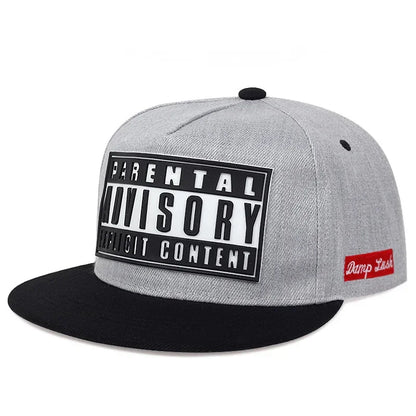 Flat Bill Visor Trendy Patch Snapback Hat Hip Hop Color Block For Women Men