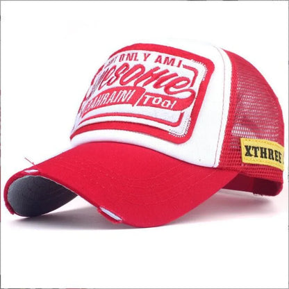 New Mesh Embroidery Letter Awesome Baseball Cap