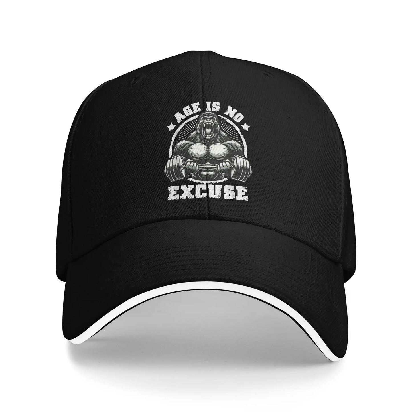 Age Is No Excuse Gorilla Weightlift Gym Quotes Baseball Cap