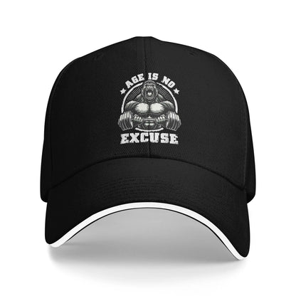 Age Is No Excuse Gorilla Weightlift Gym Quotes Baseball Cap