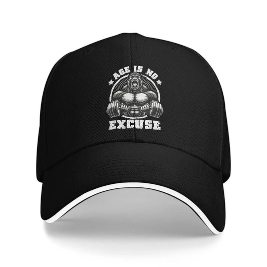 Age Is No Excuse Gorilla Weightlift Gym Quotes Baseball Cap