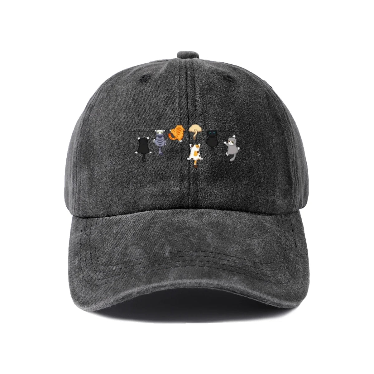 Cats Hanging on Clothesline Graphic Baseball Cap