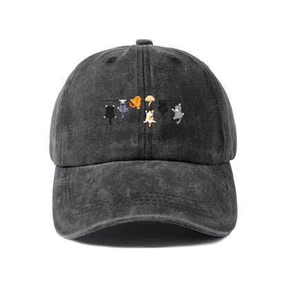 Cats Hanging on Clothesline Graphic Baseball Cap