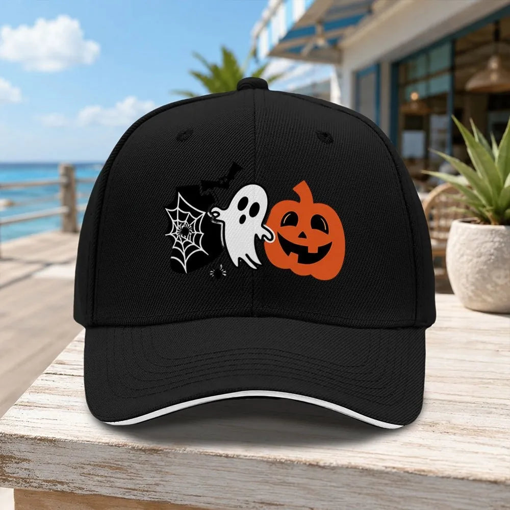Halloween Ghost Pumpkin Spider Web Baseball Cap