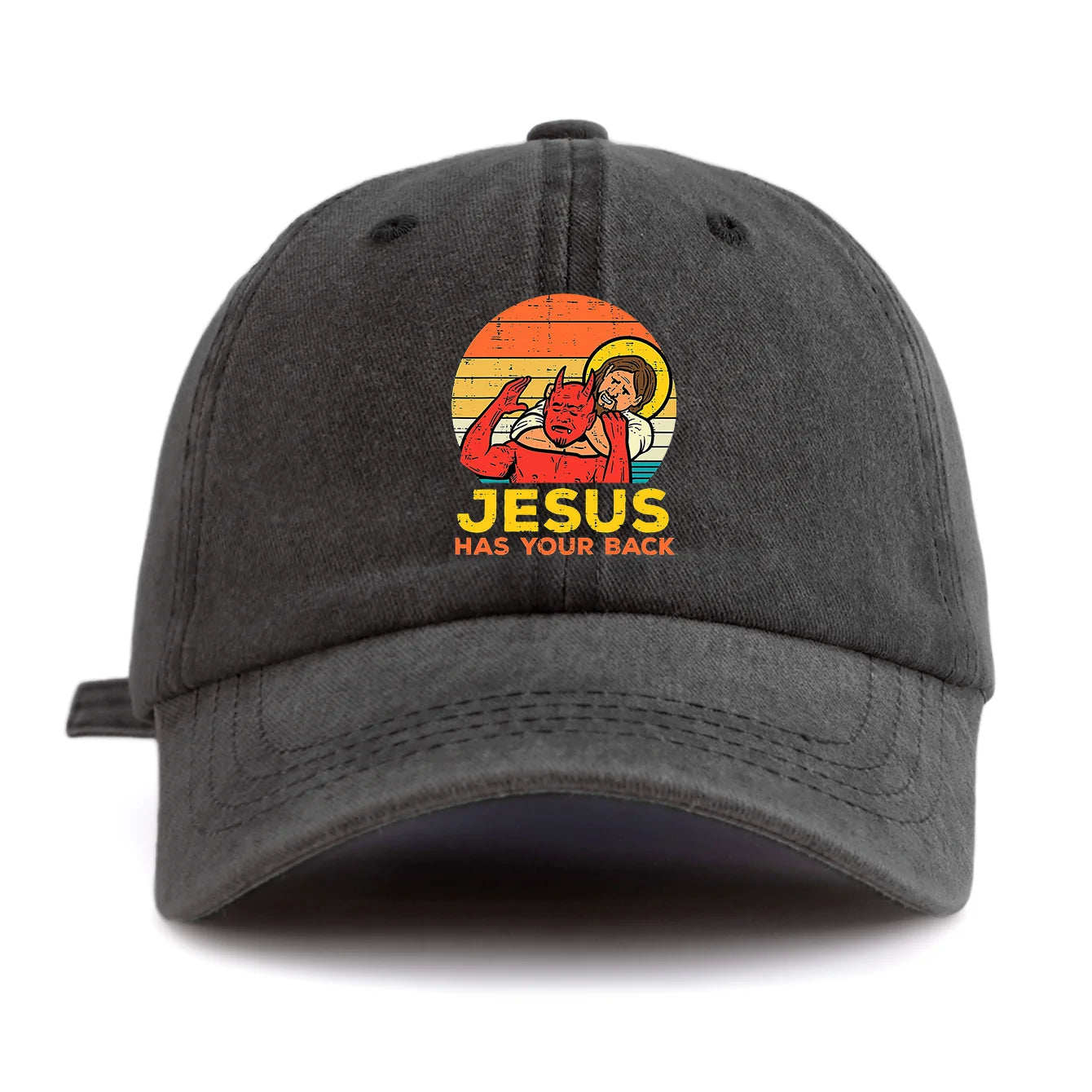 JESUS HAS U BACK Print Washed Baseball Cap For Adults