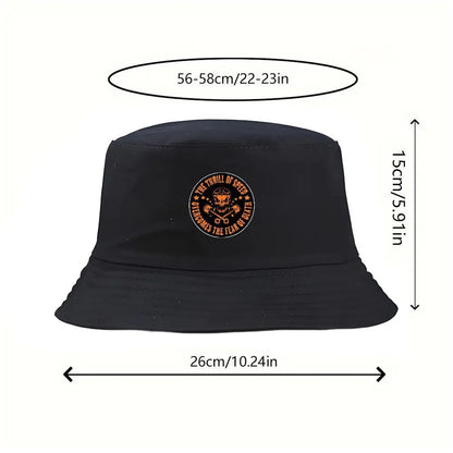 Black Summer Bucket Hat With Skull Print Fishing Cap For Men Women