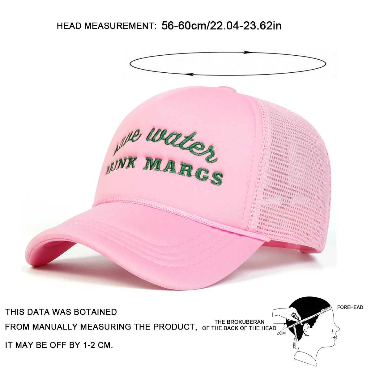 Unisex DRINK MARGS Letter Embroidery Baseball Net