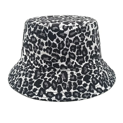 Outing Sun-Proof Hat Reversible Leopard Print Bucket Hat